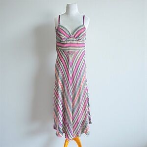 Vintage Betsey Johnson Multicolor Striped Midi/Maxi Dress